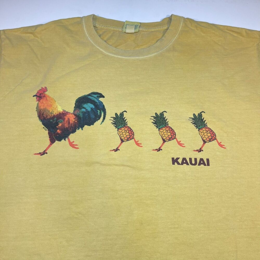Vintage HAWAII CRAZY SHIRTS Rooster Pinaplle Dyed Kauai T SHIRT Sz Mens XL